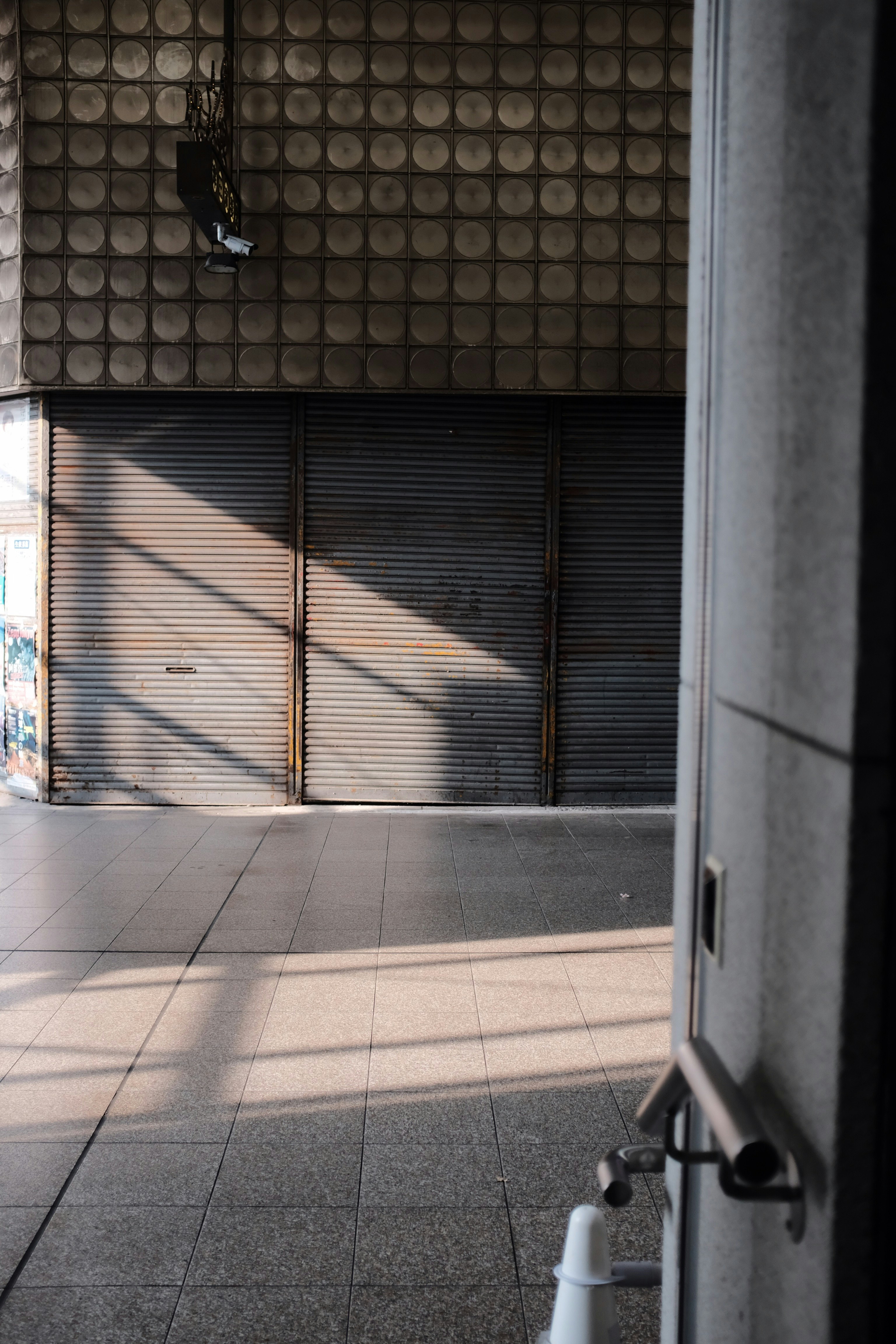 gray metal framed glass door